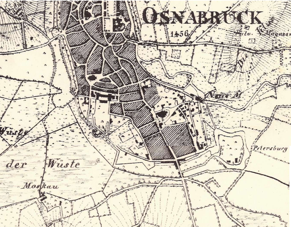 Historische Karten von Osnabrück mit Kaffee Moskau